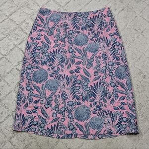 J. Crew Abigail Borg Skirt Women's 2 Pink Blue Tulip Floral Silk Slip Lined Back